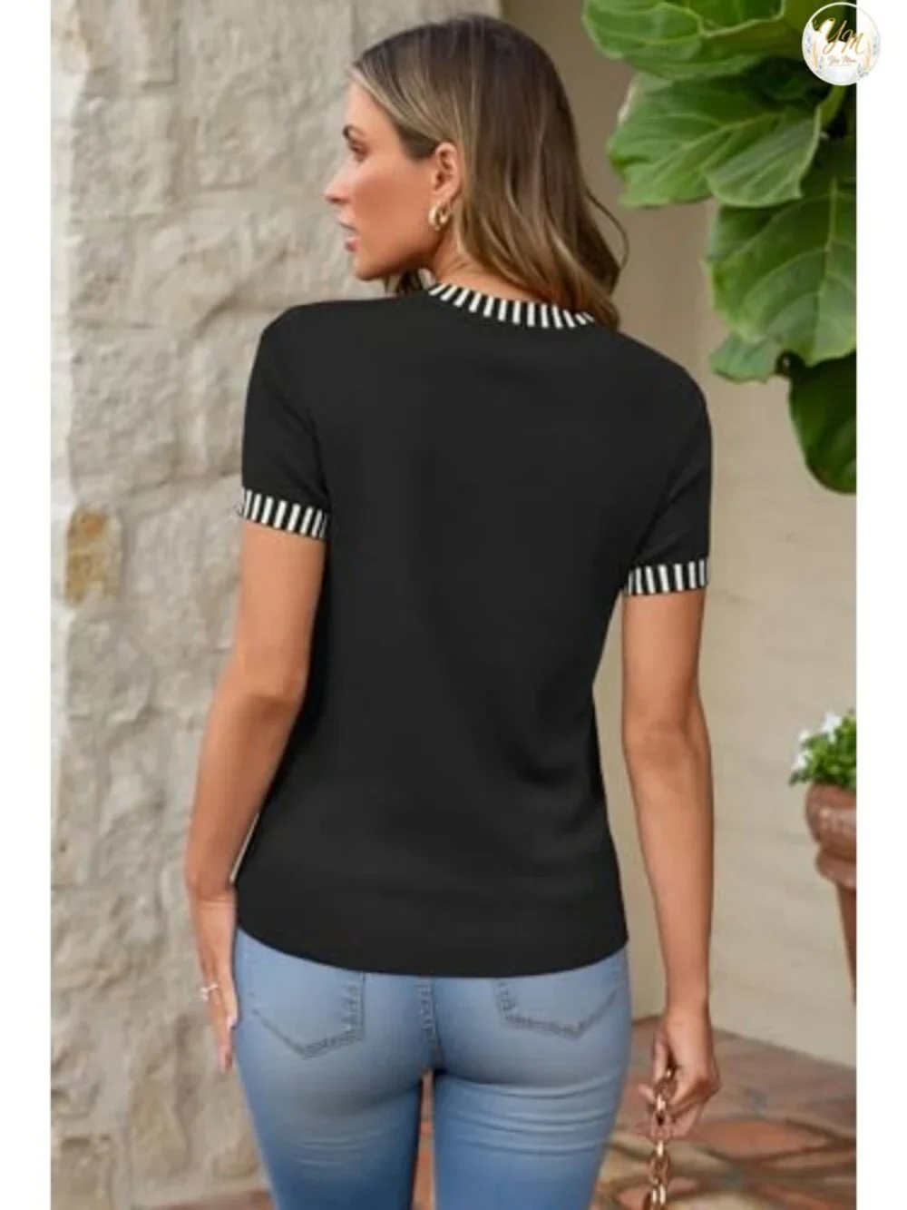 Women's Wool Blend Short Sleeve Pullover Sweater Business Casual Top